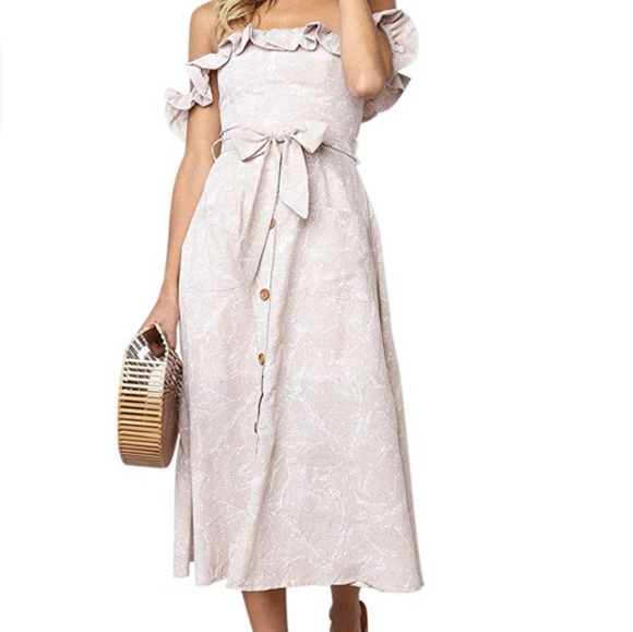 Womens Button Down V Neck Dress - Picture 2 of 3